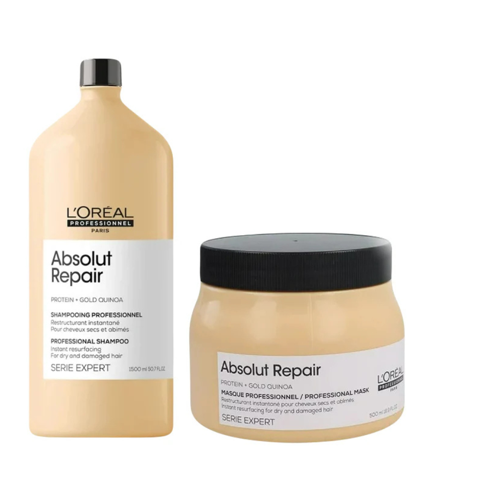 LOréal Professionnel Absolut Repair shampoo and mask set for damaged hair repair and shine