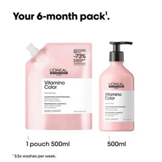 LOréal Professionnel Vitamino Color Shampoo Refill 500ml for color protection softness and shine