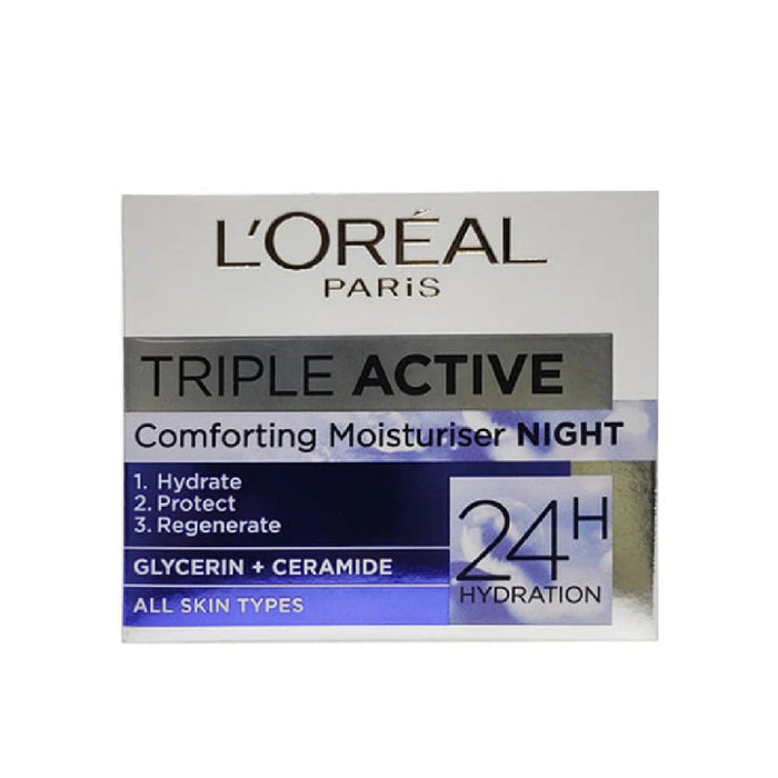 L’Oréal Triple Active Night Cream 50ml | Hydrate & Restore Skin Overnight