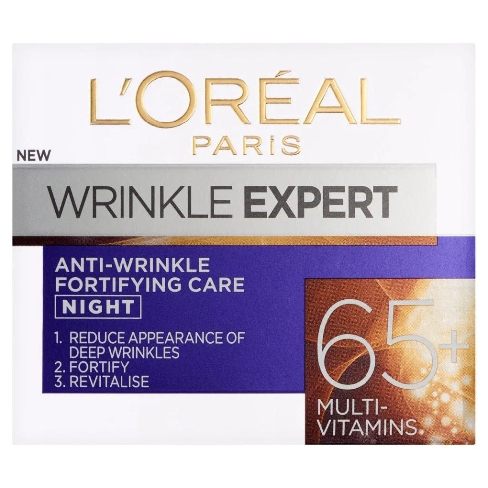 loreal wrinkle expert 65 night cream 50ml anti wrinkle fortifying moisturizer for mature skin overnight repair hydration

