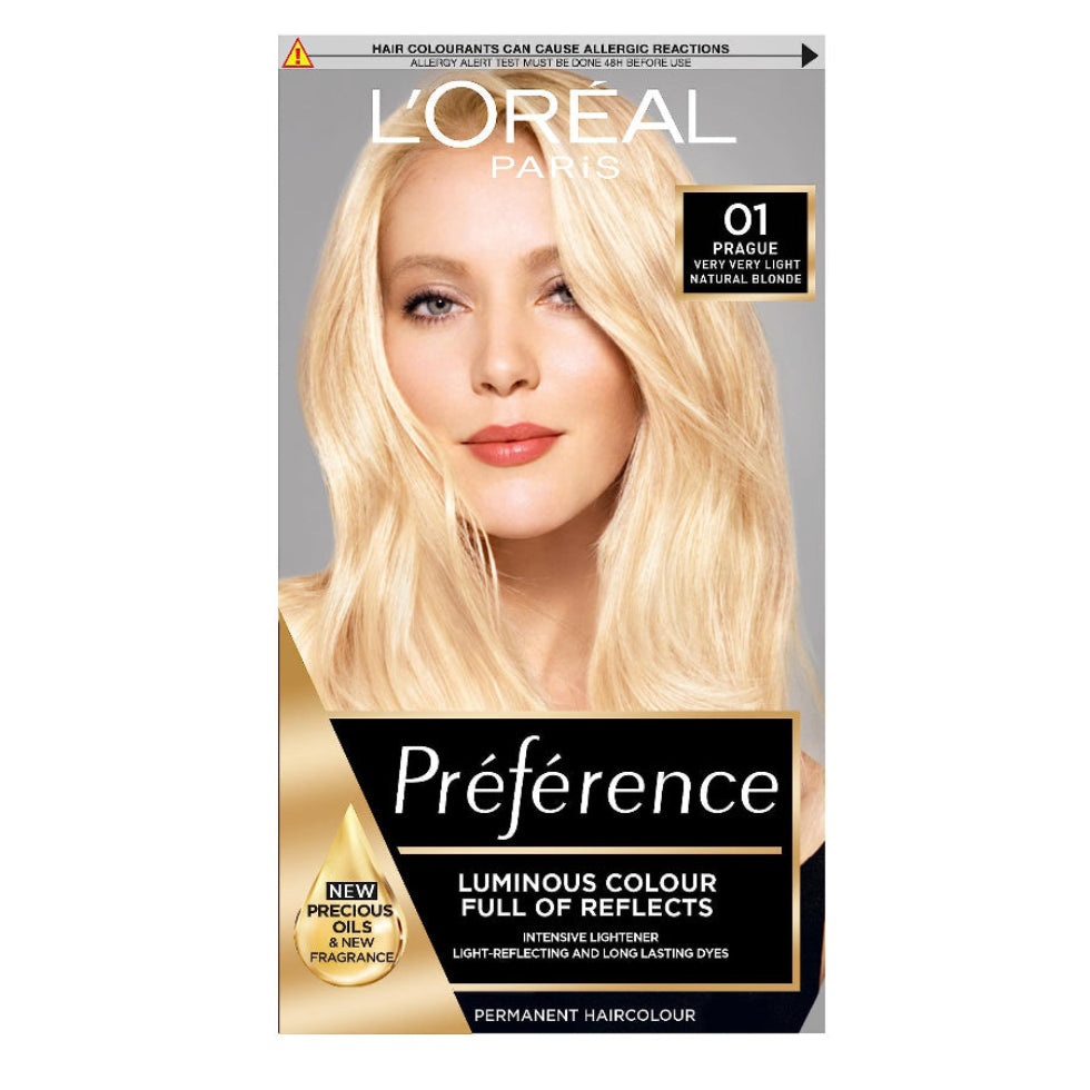 loreal paris preference 01 prague hair dye 200g permanent hair colour with luminous shine long lasting brilliance and excellent grey coverage for vibrant results