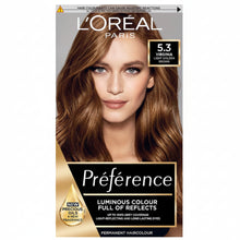 loreal paris preference 5.3 virginia light golden brown hair dye 200g permanent hair colour with warm golden brown tones radiant shine and excellent grey coverage for salon inspired results
