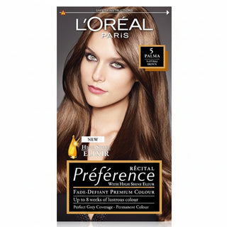 loreal paris preference 5 palma natural light brown hair dye 200g permanent hair colour with natural brunette tones radiant shine and excellent grey coverage for salon inspired results
