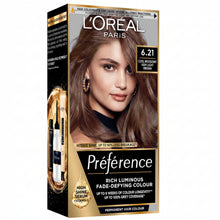 loreal paris preference 6.21 cool iridescent light brown hair dye 200g permanent hair colour with luminous brown tones radiant shine and excellent grey coverage for salon inspired results
