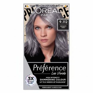 loreal paris preference 9.112 smokey grey hair dye 200g permanent hair colour with cool smoky grey tones radiant shine and salon inspired metallic finish