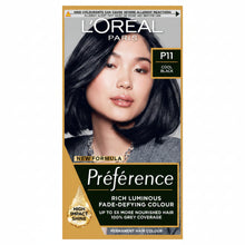 loreal paris preference p11 cool black hair dye 200g permanent hair colour with deep cool black tones radiant shine and salon inspired finish