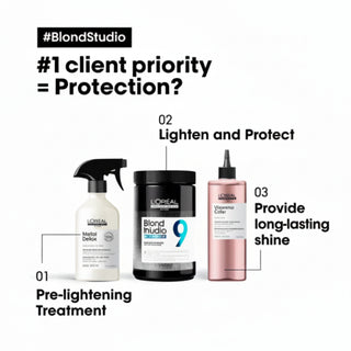 L’Oréal Professionnel Blond Studio 9 Levels Bonder Inside Lightening Powder 500g professional bleach with bond protection and up to 9 levels of lift.