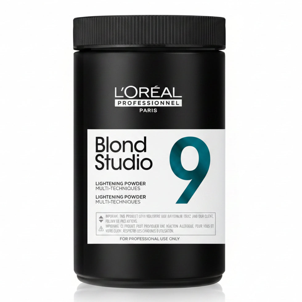 L’Oréal Professionnel Blond Studio 9 Levels Lightening Powder 500g professional bleach for up to 9 levels of lift and bright blonde hair results.