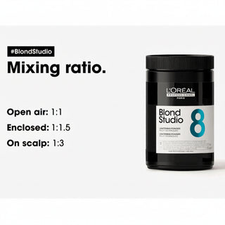 L’Oréal Professionnel Blond Studio Multi-Techniques 8 Levels Powder 500g professional lightening powder for highlights, balayage, and blonde hair transformations.