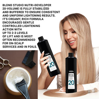 L’Oréal Professionnel Blond Studio Oil Developer 20 Vol 1000ml professional oil-enriched developer for controlled blonding and salon-quality lightening results.