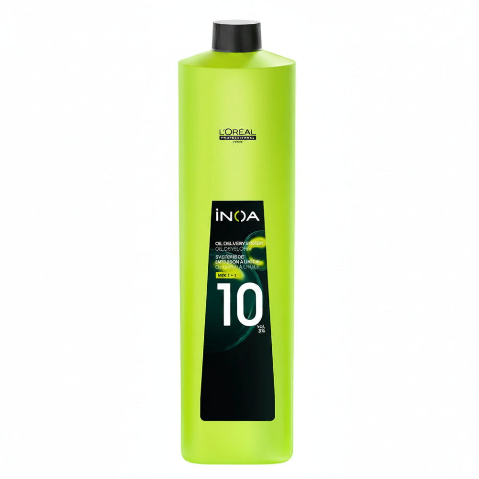 L’Oréal Professionnel INOA Oxydant Developer 3% 10 Vol 1000ml ammonia-free professional color developer for gentle salon hair coloring results.