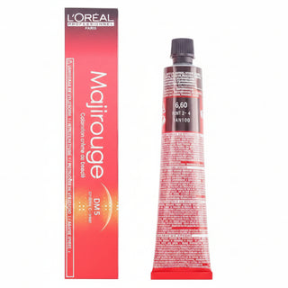 L’Oréal Professionnel Majirouge 6.60 Intense Dark Red Blonde permanent hair color with vibrant red shine and professional gray coverage.