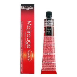 L’Oréal Professionnel Majirouge 6.66 Dark Extra Red Blonde permanent hair color with intense red shine and professional gray coverage.