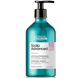 L’Oréal Professionnel Serie Expert Scalp Advanced Anti-Discomfort Shampoo 500ml for sensitive scalp care, hydration, and soothing professional cleansing.