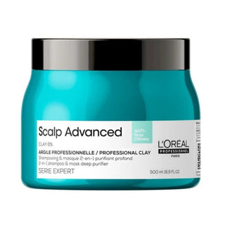 L’Oréal Professionnel Scalp Advanced Anti-Oiliness 2-in-1 Shampoo and Mask 500ml for oily scalp control, deep cleansing, and long-lasting freshness.