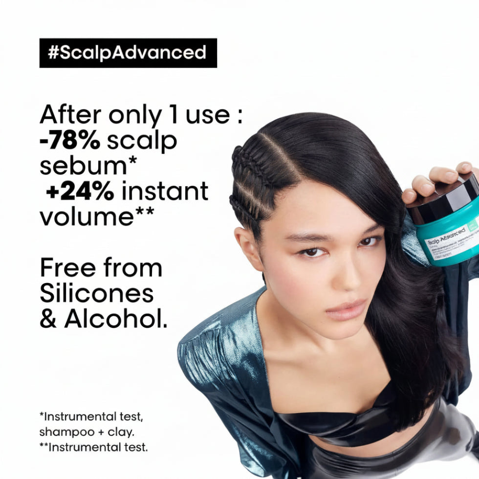 L’Oréal Professionnel Scalp Advanced Anti-Oiliness 2-in-1 Shampoo and Mask 500ml for oily scalp control, deep cleansing, and long-lasting freshness.