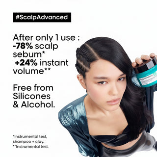 L’Oréal Professionnel Scalp Advanced Anti-Oiliness 2-in-1 Shampoo and Mask 500ml for oily scalp control, deep cleansing, and long-lasting freshness.