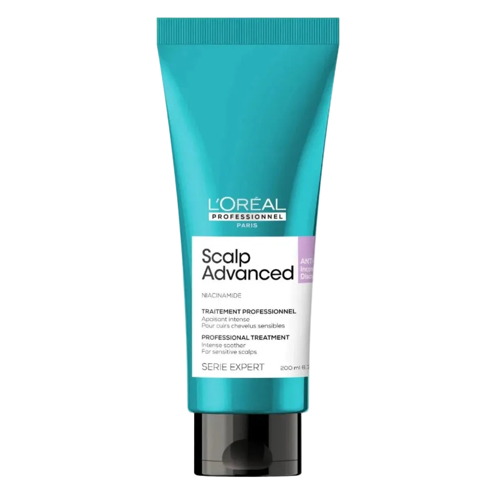 L’Oréal Professionnel Scalp Advanced Soothing Treatment 200ml for sensitive scalp comfort, hydration, and professional scalp care.