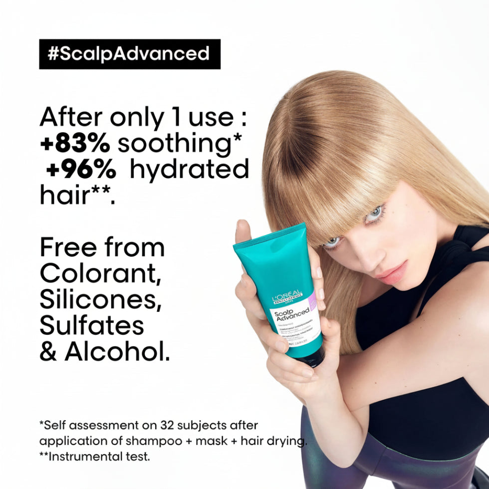 L’Oréal Professionnel Scalp Advanced Soothing Treatment 200ml for sensitive scalp comfort, hydration, and professional scalp care.