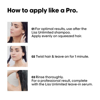 L’Oréal Professionnel Serie Expert Liss Unlimited Hair Mask 500ml for frizz control, deep nourishment, smooth hair, and humidity protection.