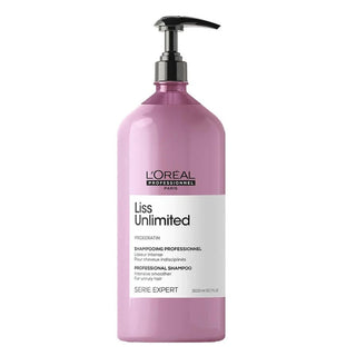 L’Oréal Professionnel Serie Expert Liss Unlimited Intensive Smoother Shampoo 1500ml for frizz control, smooth hair, humidity protection, and salon-quality care.