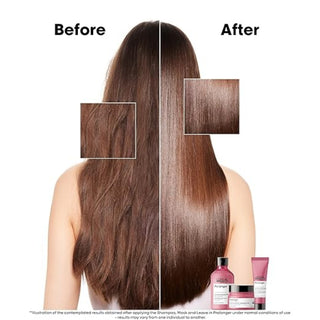 L’Oréal Professionnel Serie Expert Pro Longer Lengths Renewing Mask 250ml for long hair care, deep nourishment, split end care, and enhanced softness and shine.