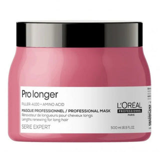 L’Oréal Professionnel Serie Expert Pro Longer Lengths Renewing Mask 500ml for long hair care, deep nourishment, split end care, and enhanced softness.