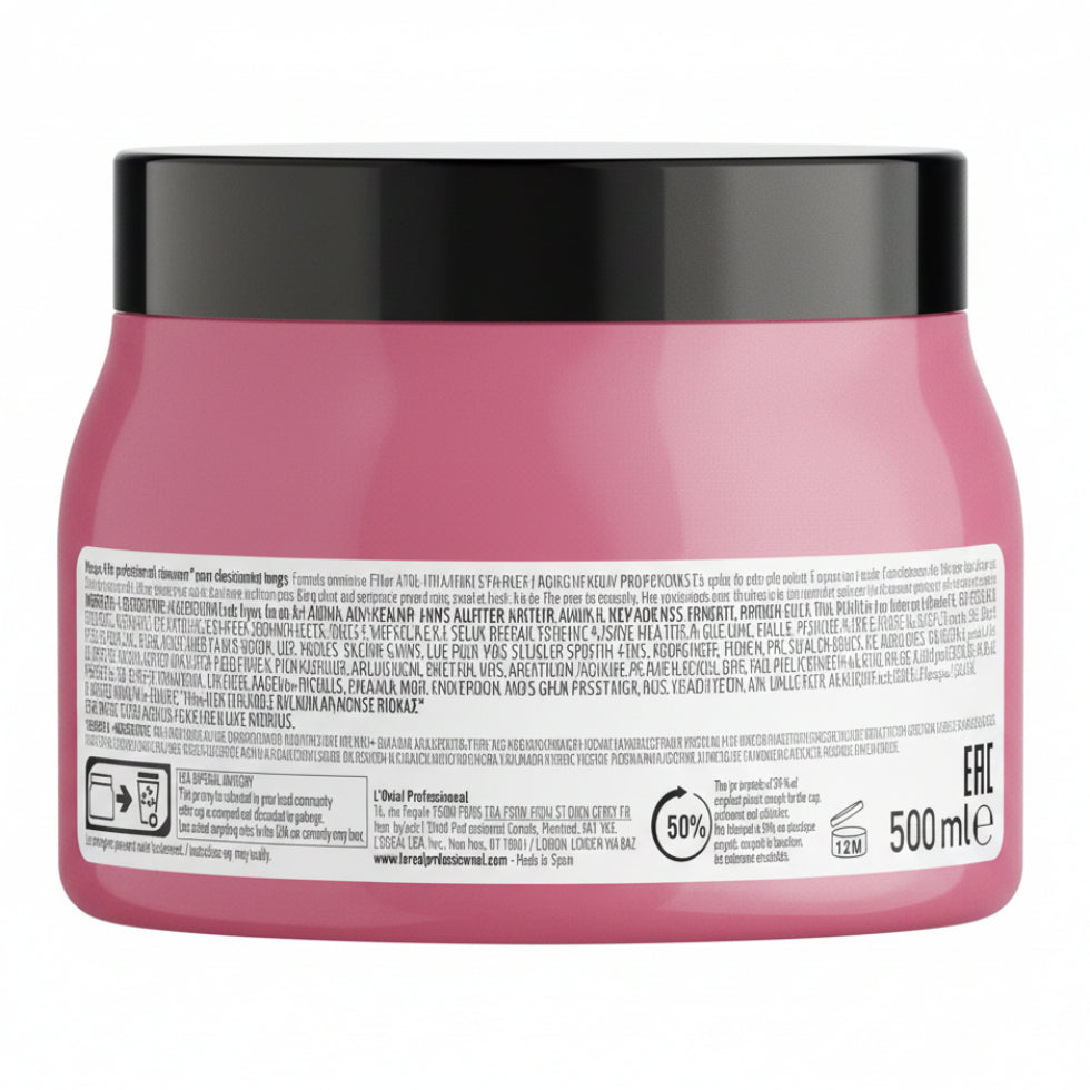 L’Oréal Professionnel Serie Expert Pro Longer Lengths Renewing Mask 500ml for long hair care, deep nourishment, split end care, and enhanced softness.