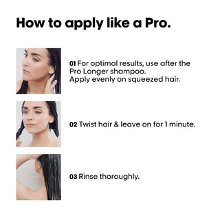 L’Oréal Professionnel Serie Expert Pro Longer Lengths Renewing Mask 500ml for long hair care, deep nourishment, split end care, and enhanced softness.