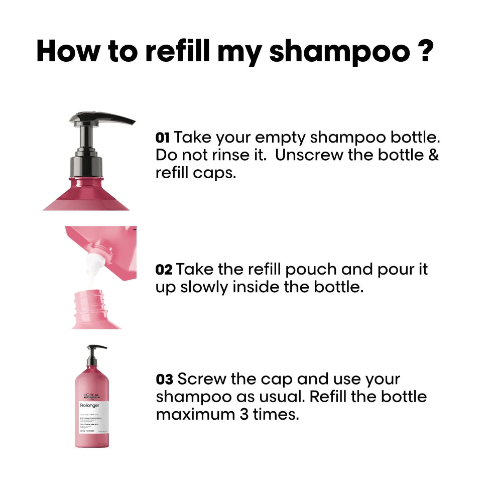 L’Oréal Professionnel Serie Expert Pro Longer Lengths Renewing Shampoo 1500ml for long hair care, strengthening lengths, and improving hair softness and shine.