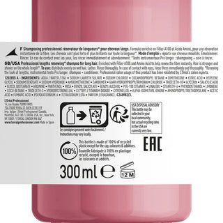 L’Oréal Professionnel Serie Expert Pro Longer Lengths Renewing Shampoo 300ml for long hair care, strengthening lengths, improving softness, and enhancing shine.