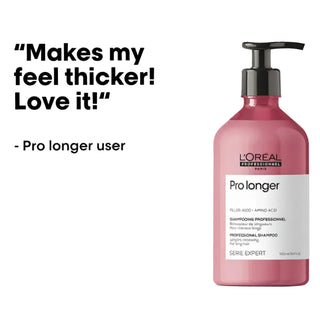L’Oréal Professionnel Serie Expert Pro Longer Lengths Renewing Shampoo 500ml for long hair care, strengthening lengths, improving softness, and enhancing shine.