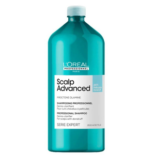 L’Oréal Professionnel Serie Expert Scalp Advanced Anti-Dandruff Dermo-Clarifier Shampoo 1500ml for dandruff control, scalp purification, and professional scalp care.