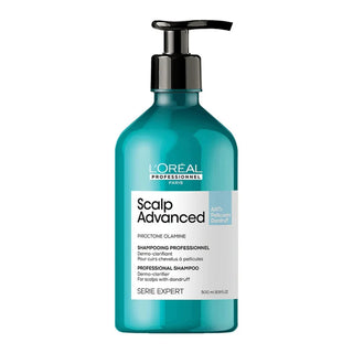 L’Oréal Professionnel Serie Expert Scalp Advanced Anti-Dandruff Dermo-Clarifier Shampoo 500ml for dandruff control, scalp purification, and professional scalp care.
