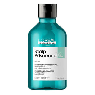 L’Oréal Professionnel Serie Expert Scalp Advanced Anti-Oiliness Dermo-Purifier Shampoo 300ml for oily scalp cleansing, sebum control, and long-lasting freshness.
