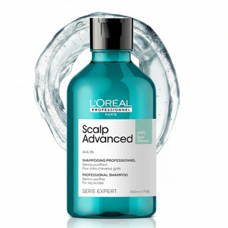 L’Oréal Professionnel Serie Expert Scalp Advanced Anti-Oiliness Dermo-Purifier Shampoo 300ml for oily scalp cleansing, sebum control, and long-lasting freshness.