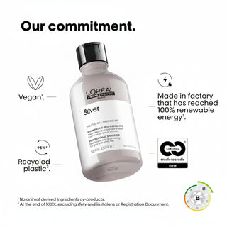 L’Oréal Professionnel Serie Expert Silver Shampoo 300ml for blonde, grey, and white hair, neutralizing yellow tones and enhancing shine.