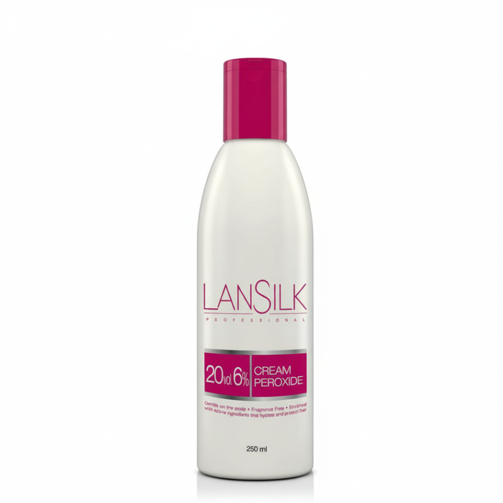 lansilk 20 vol 6 percent cream peroxide 250ml hydrating hair developer for smooth coloring

