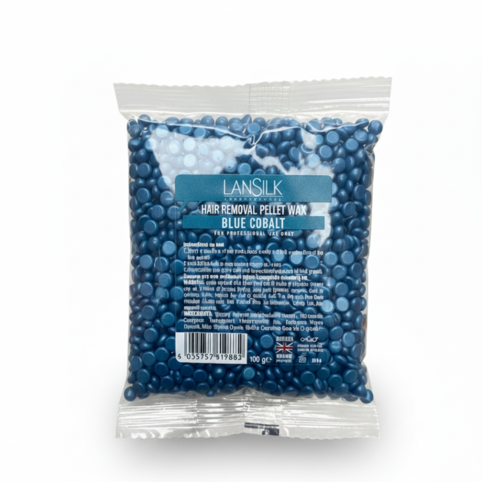 lansilk blue cobalt pellet wax 100g for professional hard wax bead hair removal smooth skin