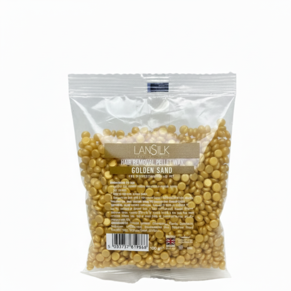 lansilk golden sand pellet wax 100g for professional hard wax hair removal and smooth skin
