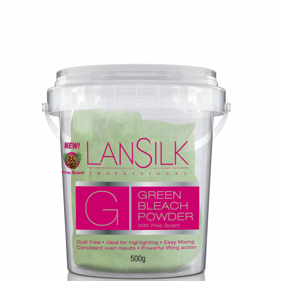 lansilk green bleach powder 500g for cleaning and hair bleaching with peroxide developer
