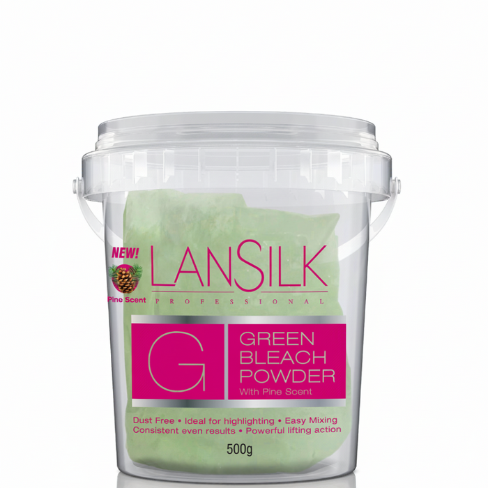lansilk green bleach powder 500g for cleaning and hair bleaching with peroxide developer
