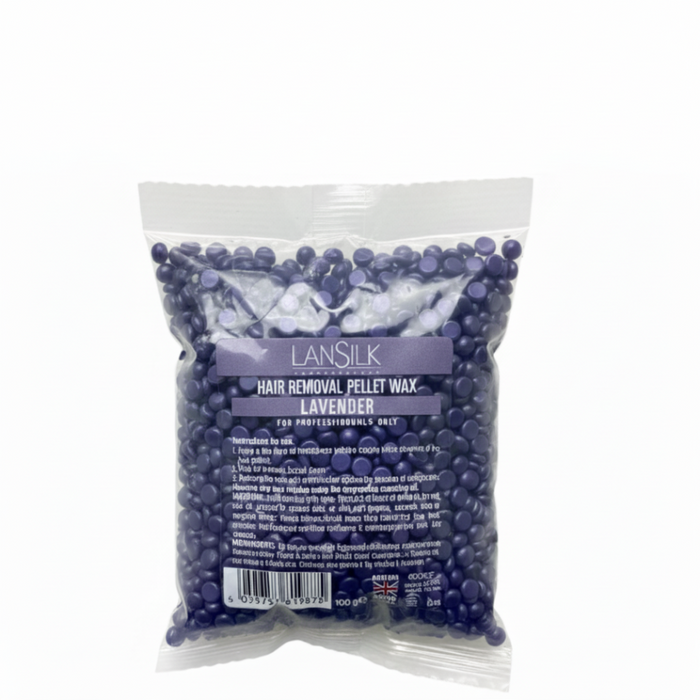 lansilk lavender pellet wax 100g for gentle hair removal on sensitive skin