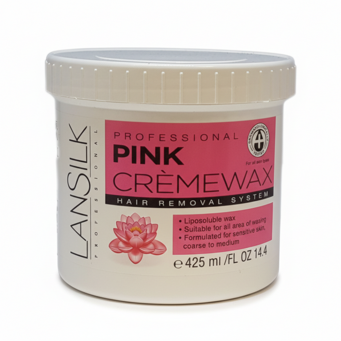 Lansilk Professional Pink Creme Wax 425ml | Smooth Hair Removal Creme Wax