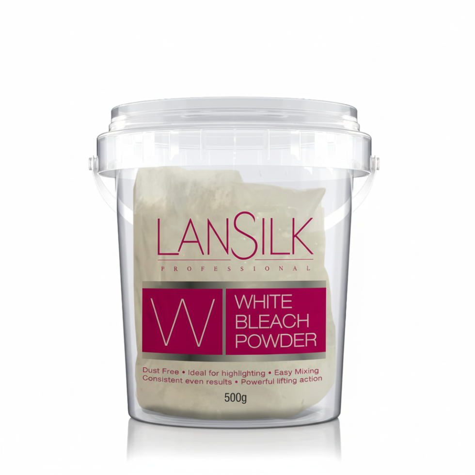 lansilk white bleach powder 500g for professional hair lightening and highlighting smooth results
