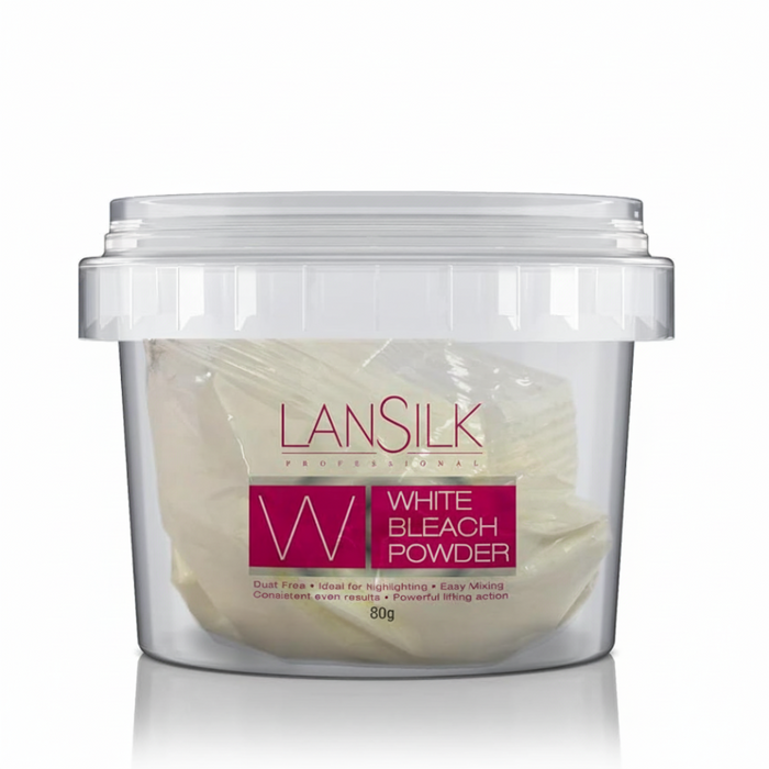 lansilk white bleach powder 80g for professional hair lightening and highlighting smooth results
