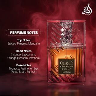 Lattafa Khamrah Dukhan Eau De Parfum 100ml smoky spicy tobacco amber long-lasting unisex fragrance
