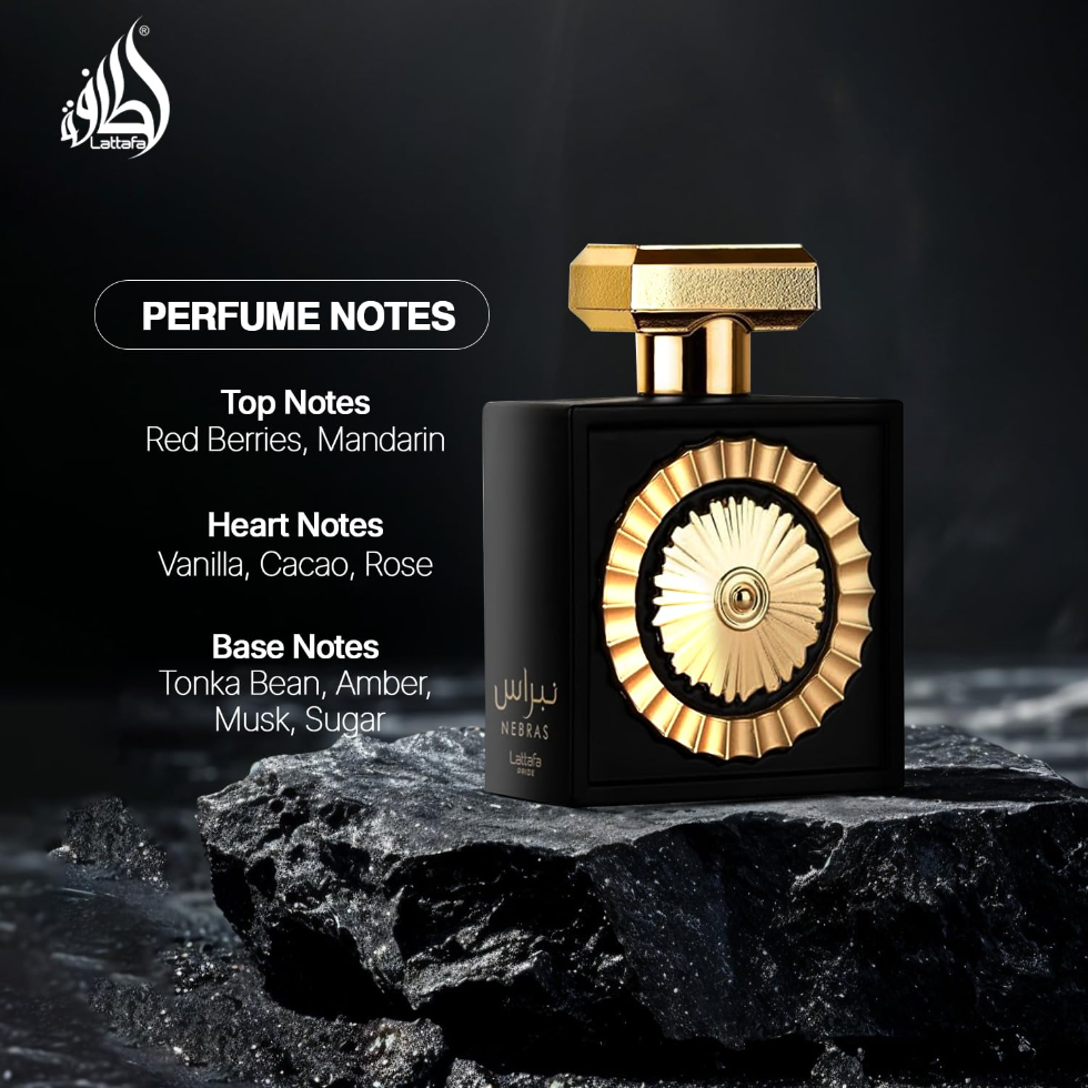 Lattafa Nebras 100ml amber vanilla gourmand long lasting unisex perfume
