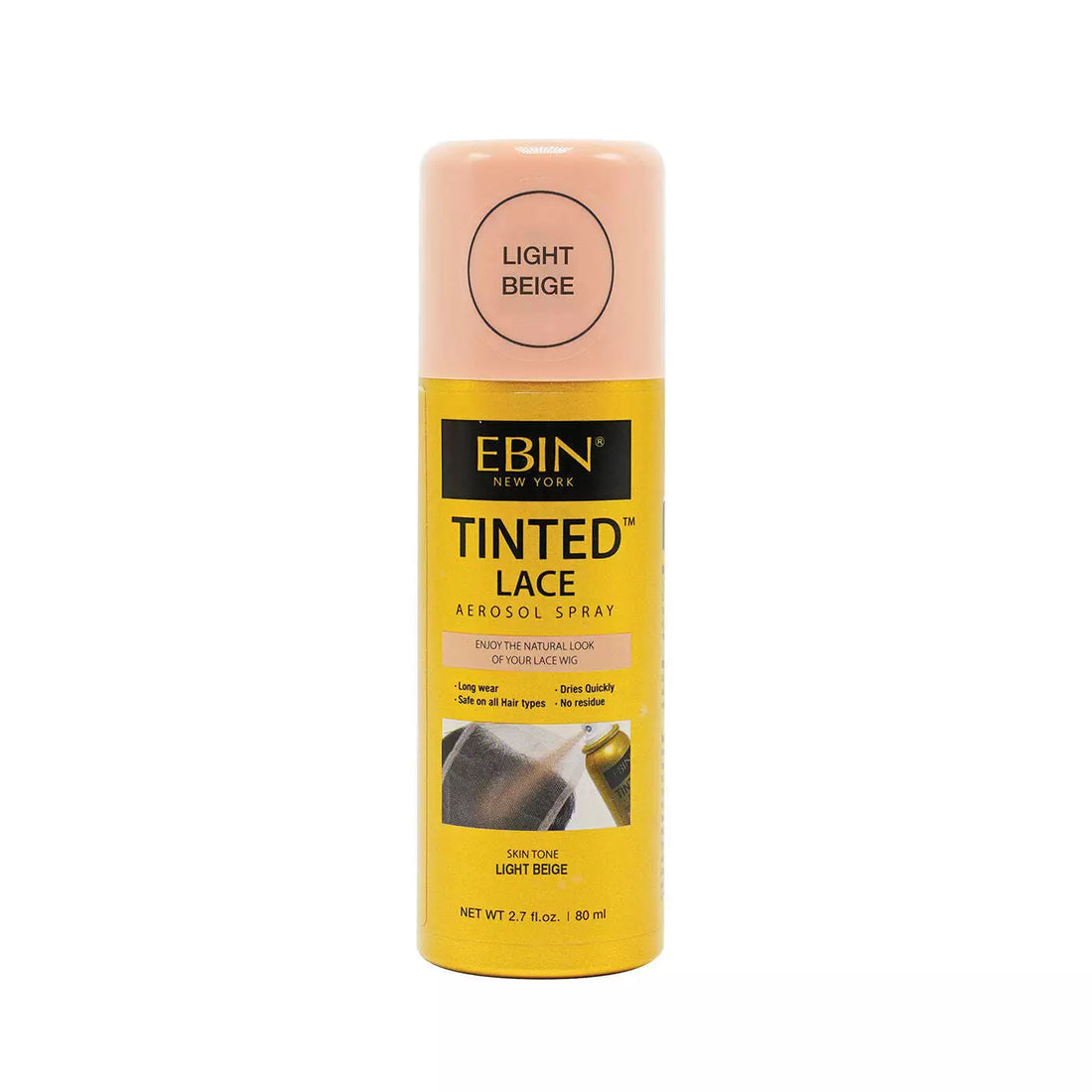 EBIN Tinted Lace Aerosol Spray 80ml | Medium, Dark, Light & Cool Deep Brown – Natural Wig Tint