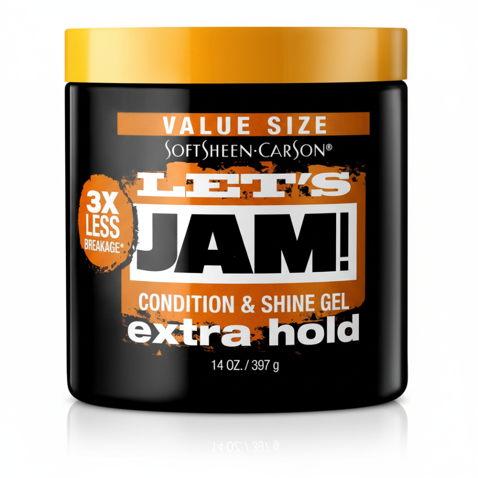 lets jam extra hold conditioning and shine gel for strong hold sleek styling and frizz free shiny hair